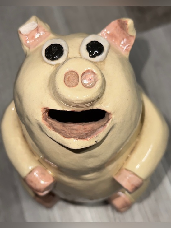 Other - Handcrafted Piggy Bank Sculpture. Broken missed ear.